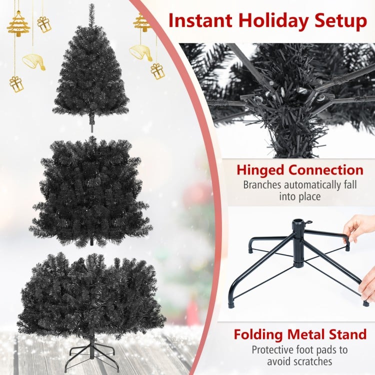 6 FT Pre-Lit Black Halloween Christmas Tree with 250 Vibrant Purple LED Lights