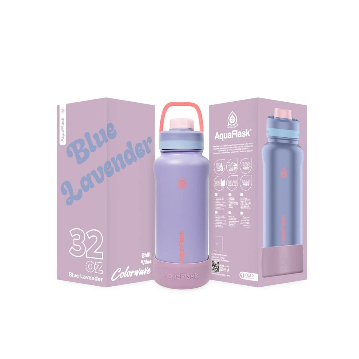 Aqua Flask Colorwave 32oz – Stainless Steel, Vacuum Insulated, Hot & Cold, Leak Proof, Travel & Office Bottle 