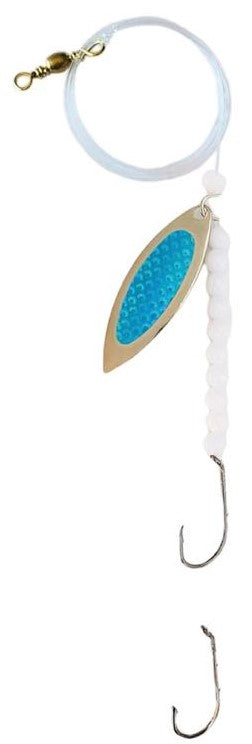 Solid White Beads Willow Leaf Spinner – Blue Demon Blade Lure 