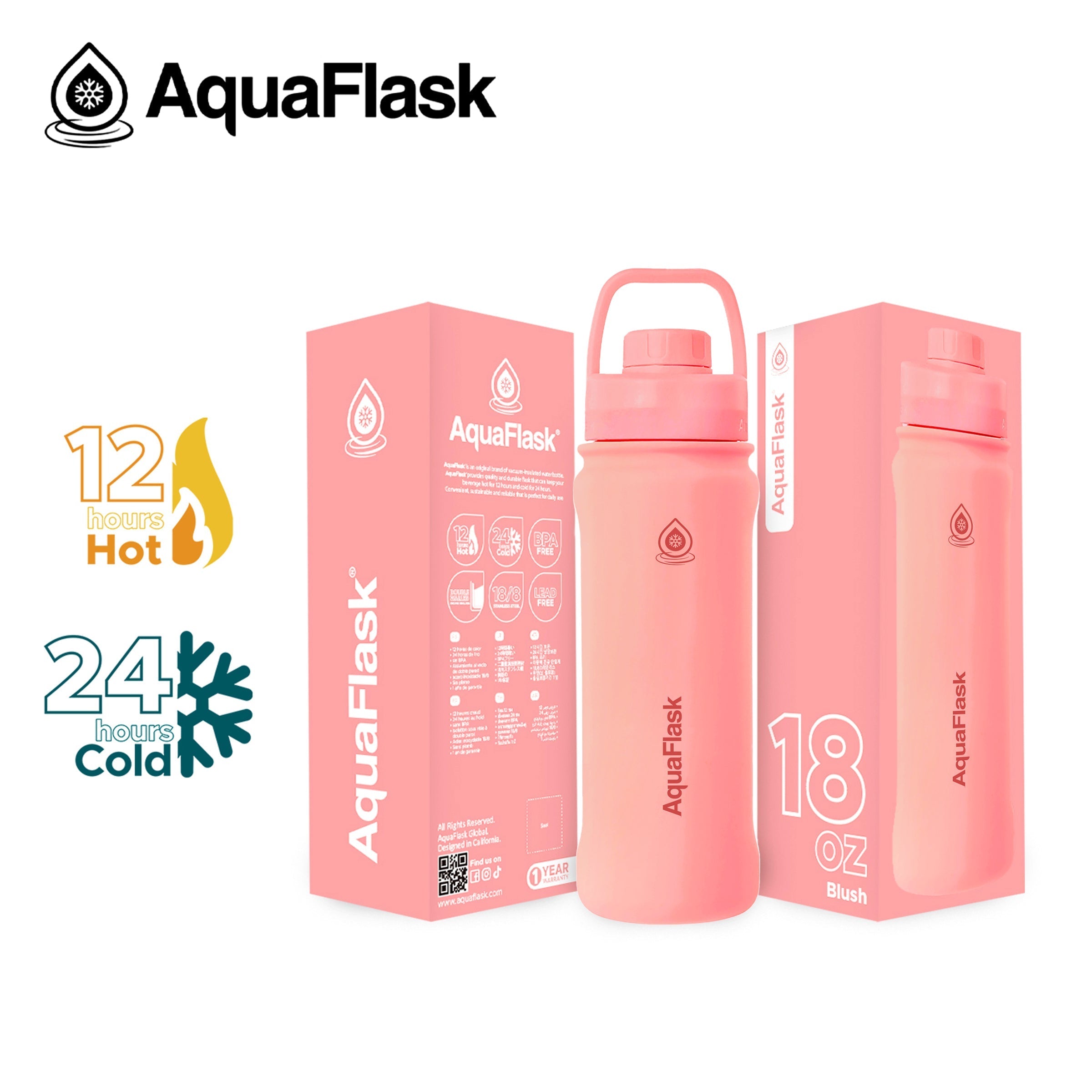 AquaFlask Original Vacuum Insulated Water Bottles 530ml (18oz) 