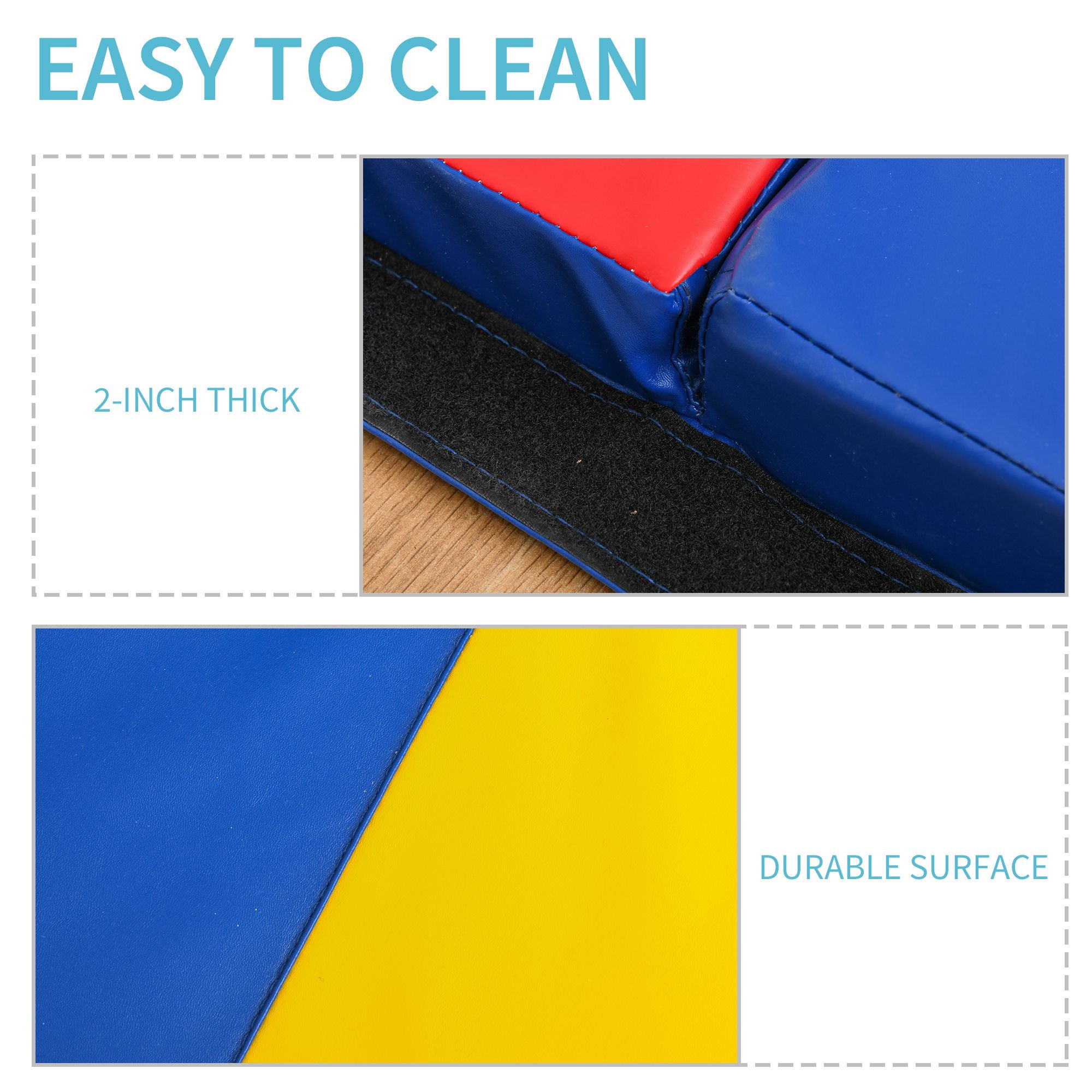 Soozier Folding Gymnastics Mat 4'x10' Exercise Tumbling Pad with Handles for Yoga MMA Martial Arts Multi-Color 
