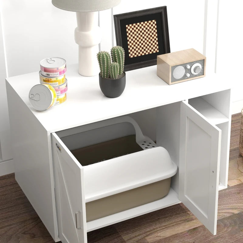 Cat Litter Box Enclosure, Hidden Litter Box with Scratching Pad, Storage, for Living Room, Bedroom, 31.5" x 20" x 24"