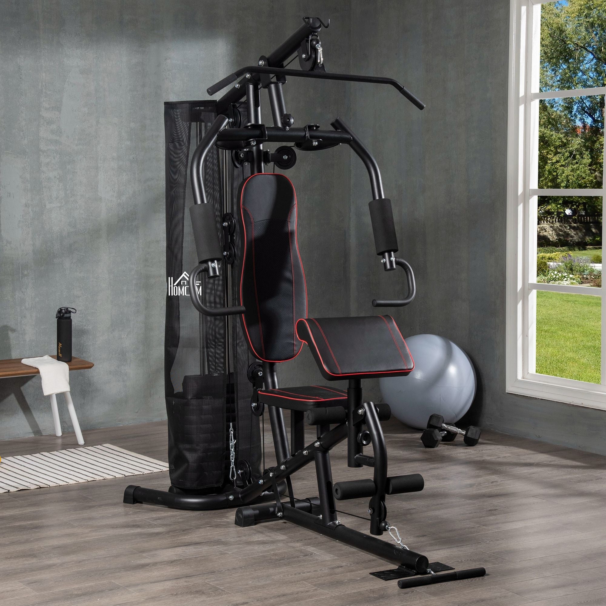 Soozier Multifunction Home Gym Equipment 100Lbs Weight Stack Full Body Workout Chest Arm Leg Back 
