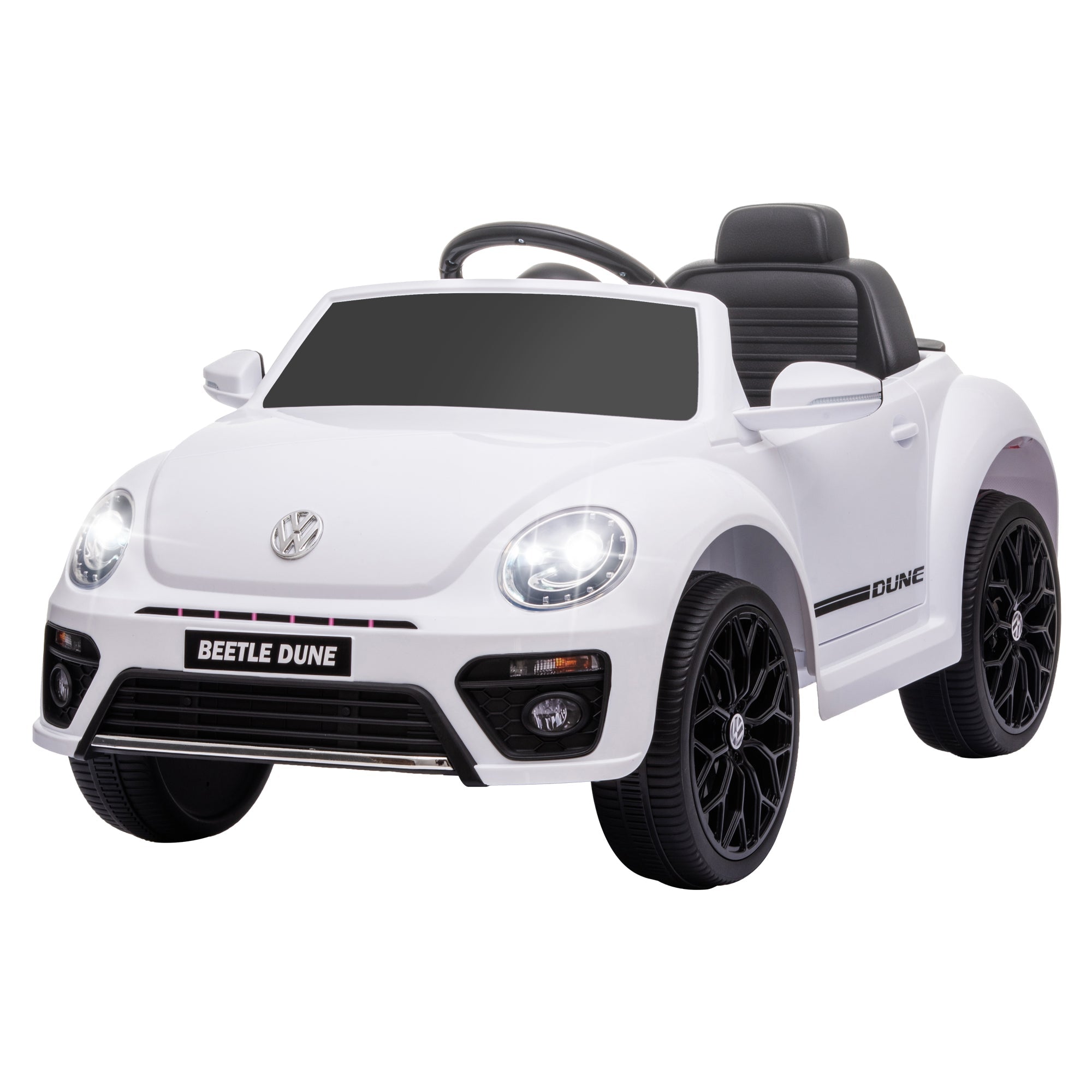 Qaba 12V Volkswagen Beetle Licensed Electric Car for Kids w/ Remote Control, 4 Spring Suspension Wheels, Soft Start, White 