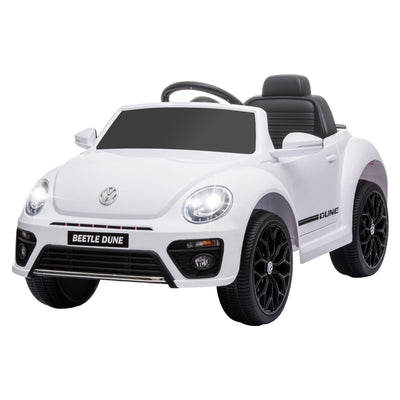 Qaba 12V Volkswagen Beetle Licensed Electric Car for Kids w/ Remote Control, 4 Spring Suspension Wheels, Soft Start, White 