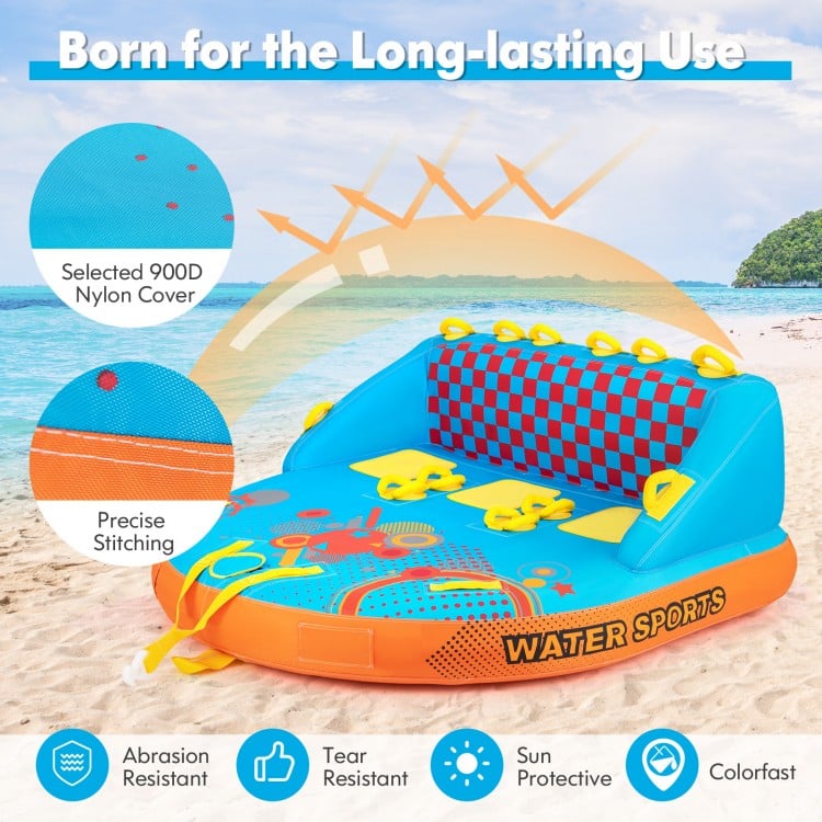 Boating 3 Riders Towable Tube Water Sport Towables Sofa Pull Tube with Nylon Cover