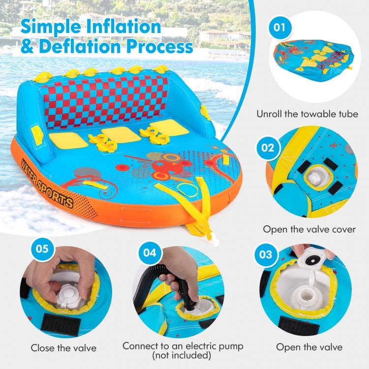Boating 3 Riders Towable Tube Water Sport Towables Sofa Pull Tube with Nylon Cover