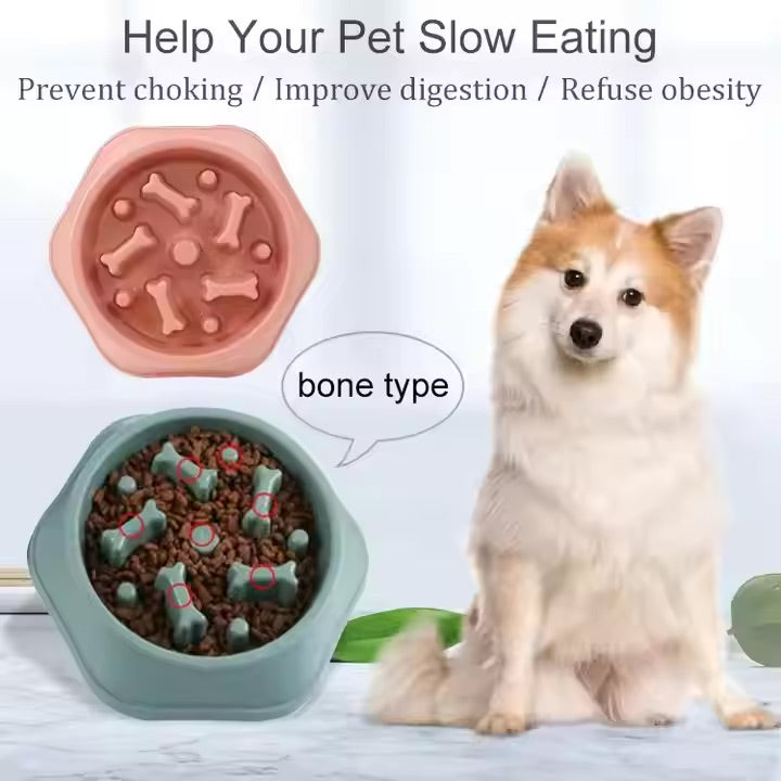 Slow Feeder Dog Bowl – Bone-Shaped for Healthy Eating 