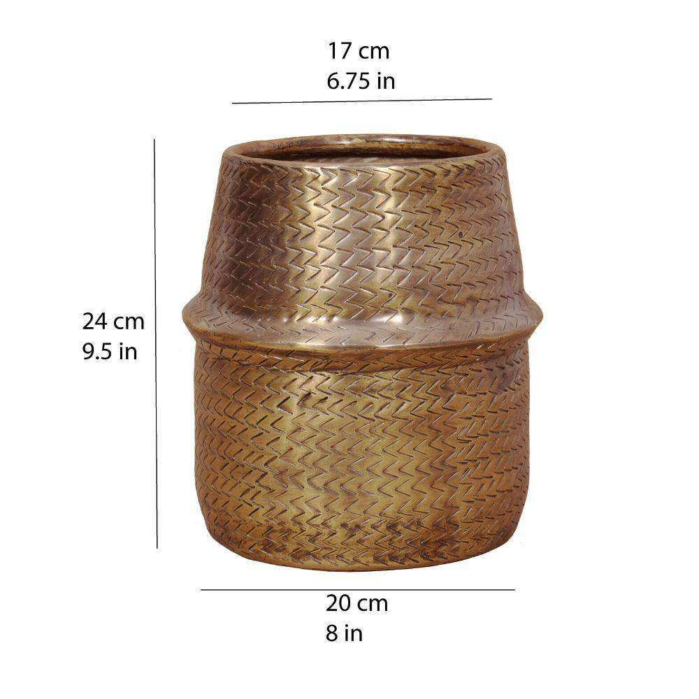 Bonita -Rattan Brass Finish Planter 
