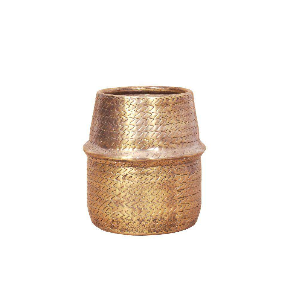 Bonita -Rattan Brass Finish Planter 