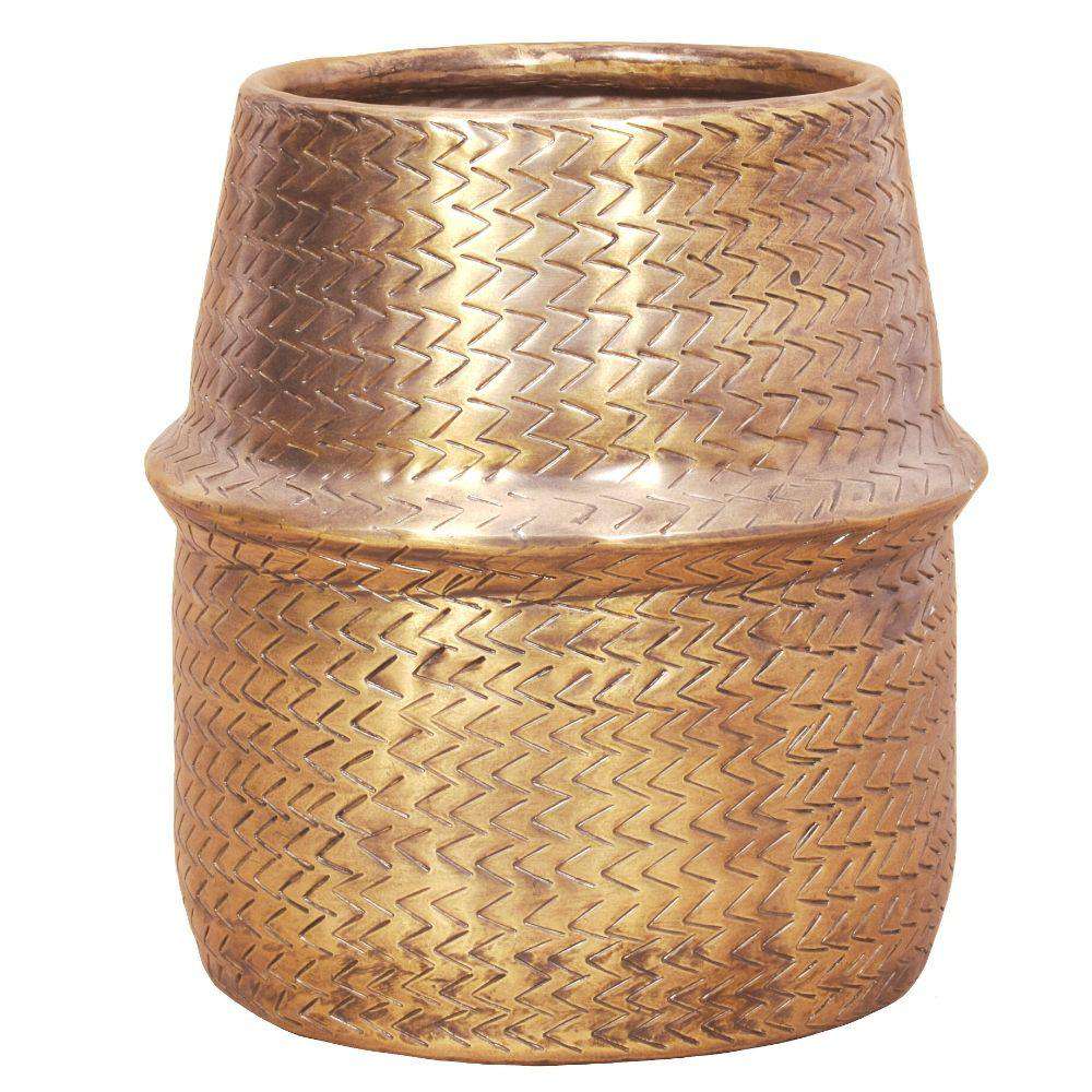Bonita -Rattan Brass Finish Planter 