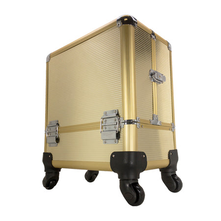 TZ Case AB-111T GGS Wheeled Beauty Spinner Makeup Case Organizer Gold Stripe