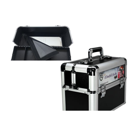 TZ Case Aluminum Professional Rolling Make-up Case Portable Black AB-408T