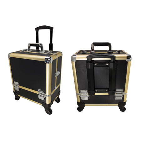 TZ Case AB-111T GGS Wheeled Beauty Spinner Makeup Case Organizer Gold Stripe