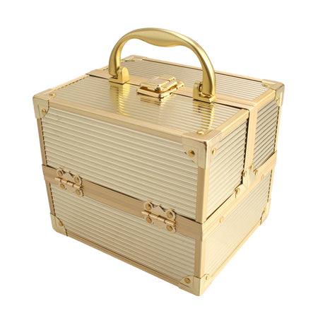 AB - 14 Ver Beauty de ct. Vecchia Train Makeup Case Makeup Artist Case, Golden