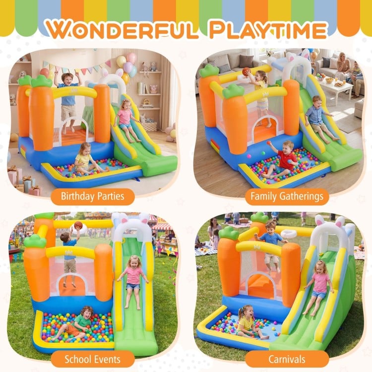 Bounce House for Kids 3-12 with Climbing Wall and 480W Blower for Backyard Party