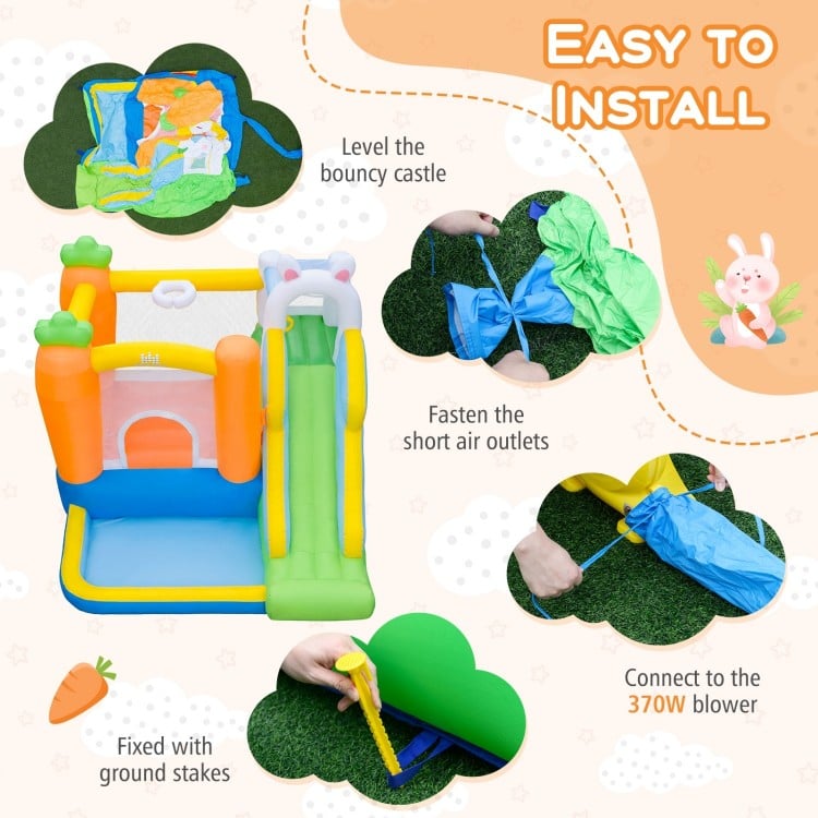 Bounce House for Kids 3-12 with Climbing Wall and 370W Blower for Backyard Party