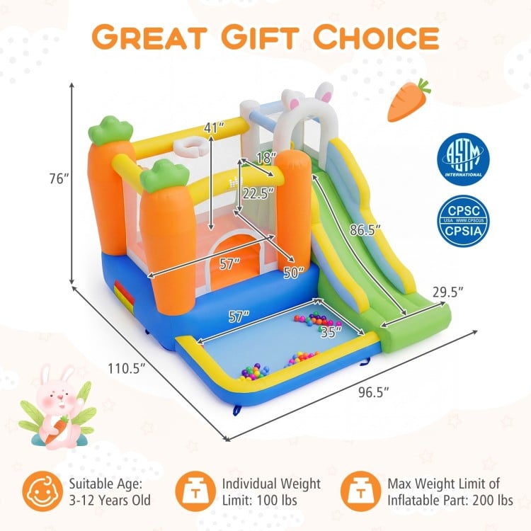 Bounce House for Kids 3-12 with Climbing Wall and 370W Blower for Backyard Party