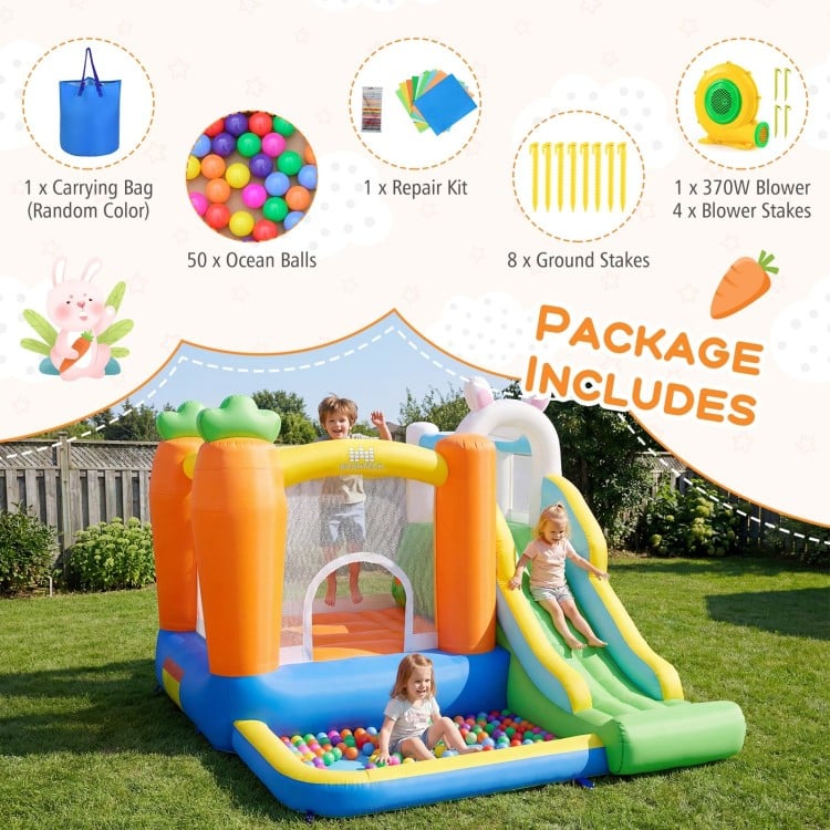 Bounce House for Kids 3-12 with Climbing Wall and 370W Blower for Backyard Party