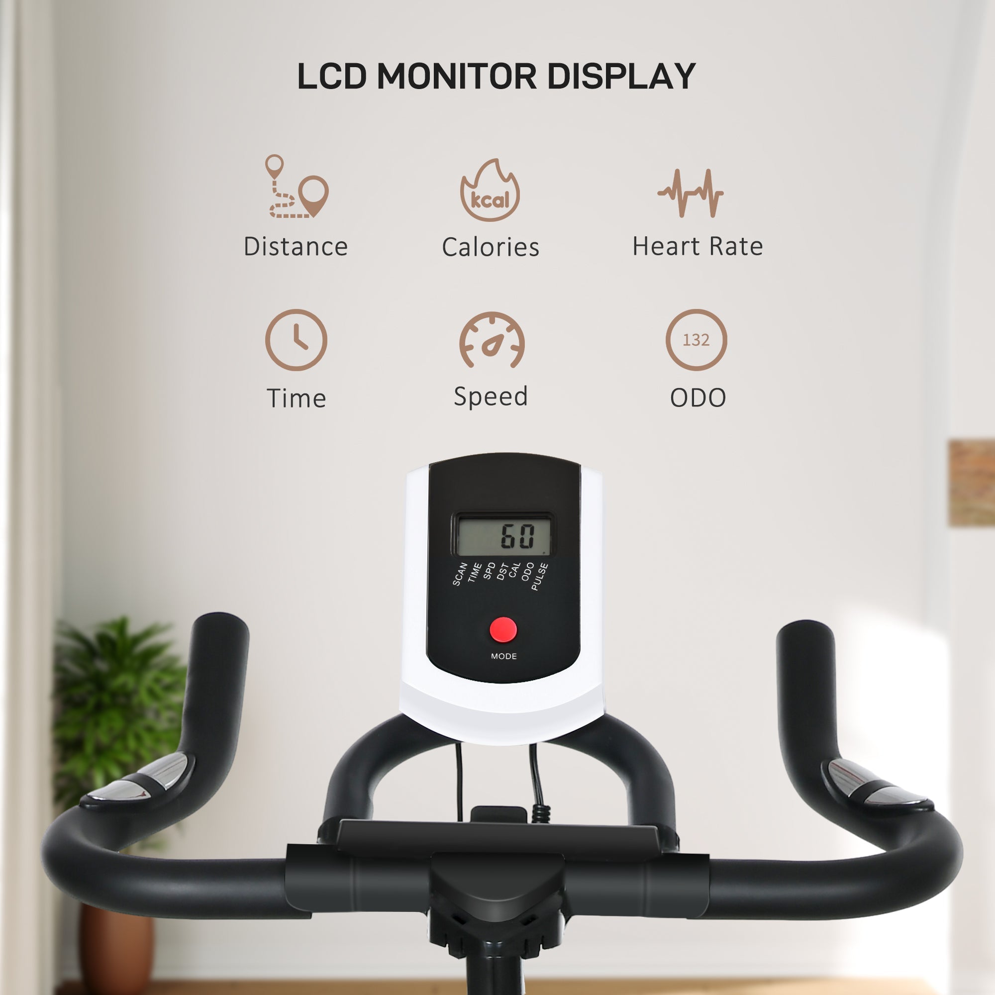 Soozier Upright Stationary Exercise Bike, Cardio Workout Training Bicycle w/ Adjustable Resistance LCD Monitor, Orange 