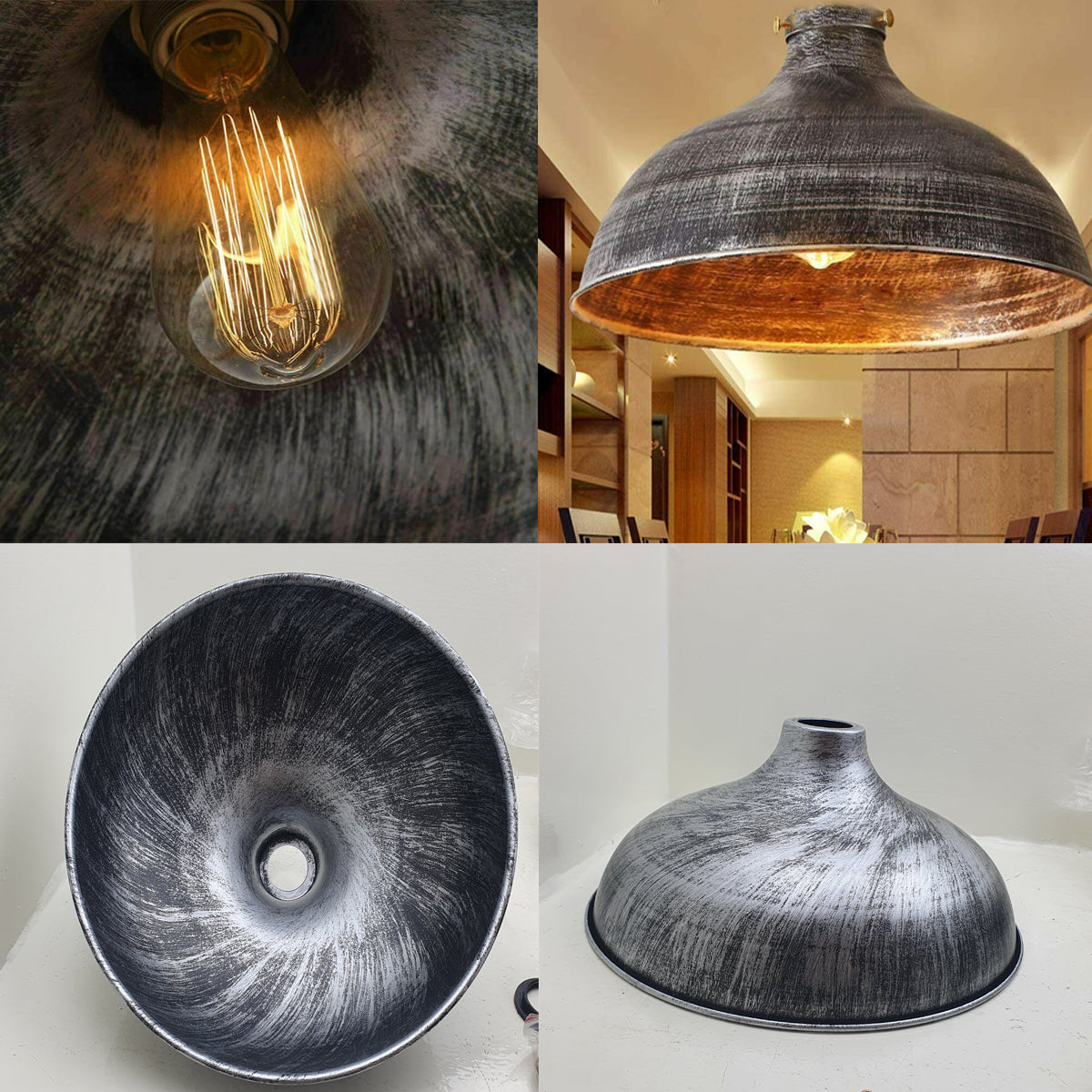 Vintage Barn Brushed Silver Hanging Pendant Light~1434 