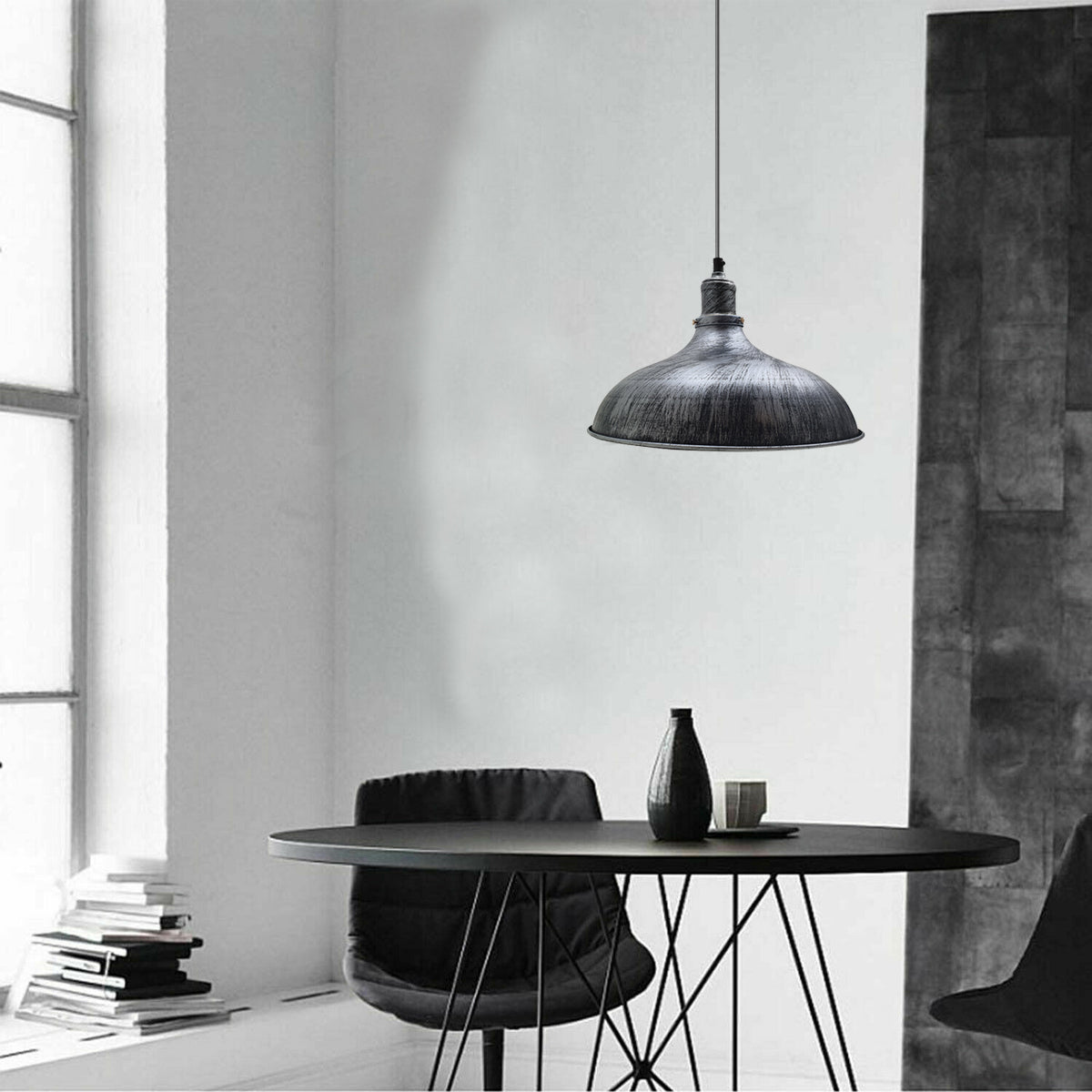 Vintage Barn Brushed Silver Hanging Pendant Light~1434 