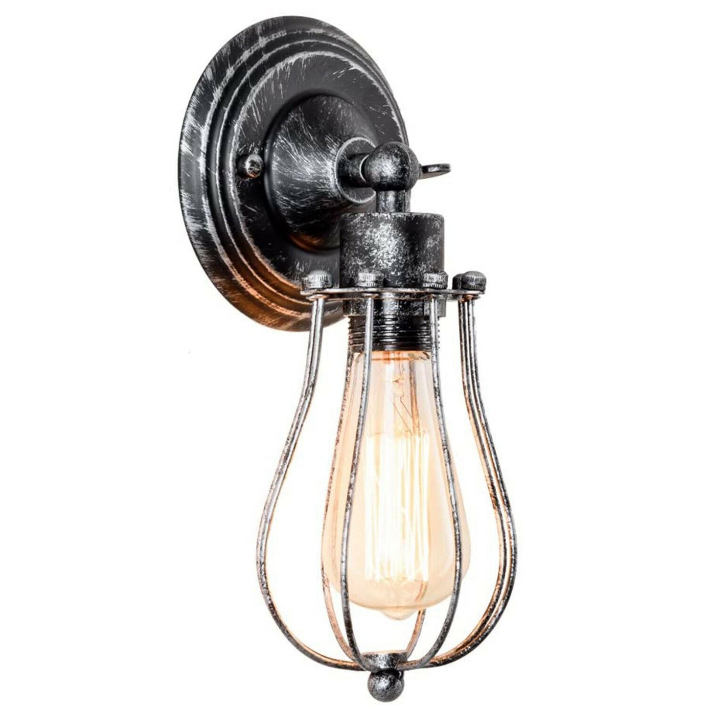 Industrial Brushed silver Balloon cage Wall Sconce Lamp~1522