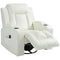 Swivel Massage Recliner Sofa, Overstuffed Manual Reclining Sofa, PU Leather Rocking Chair with Side Pockets, Cup Holders, for Living Room, Nursery, Cream White