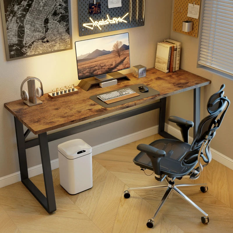 71 Inch Computer Desk, Home Office Desk, Simple Study Writing Table with Adjustable Feet, Modern Style, Brown