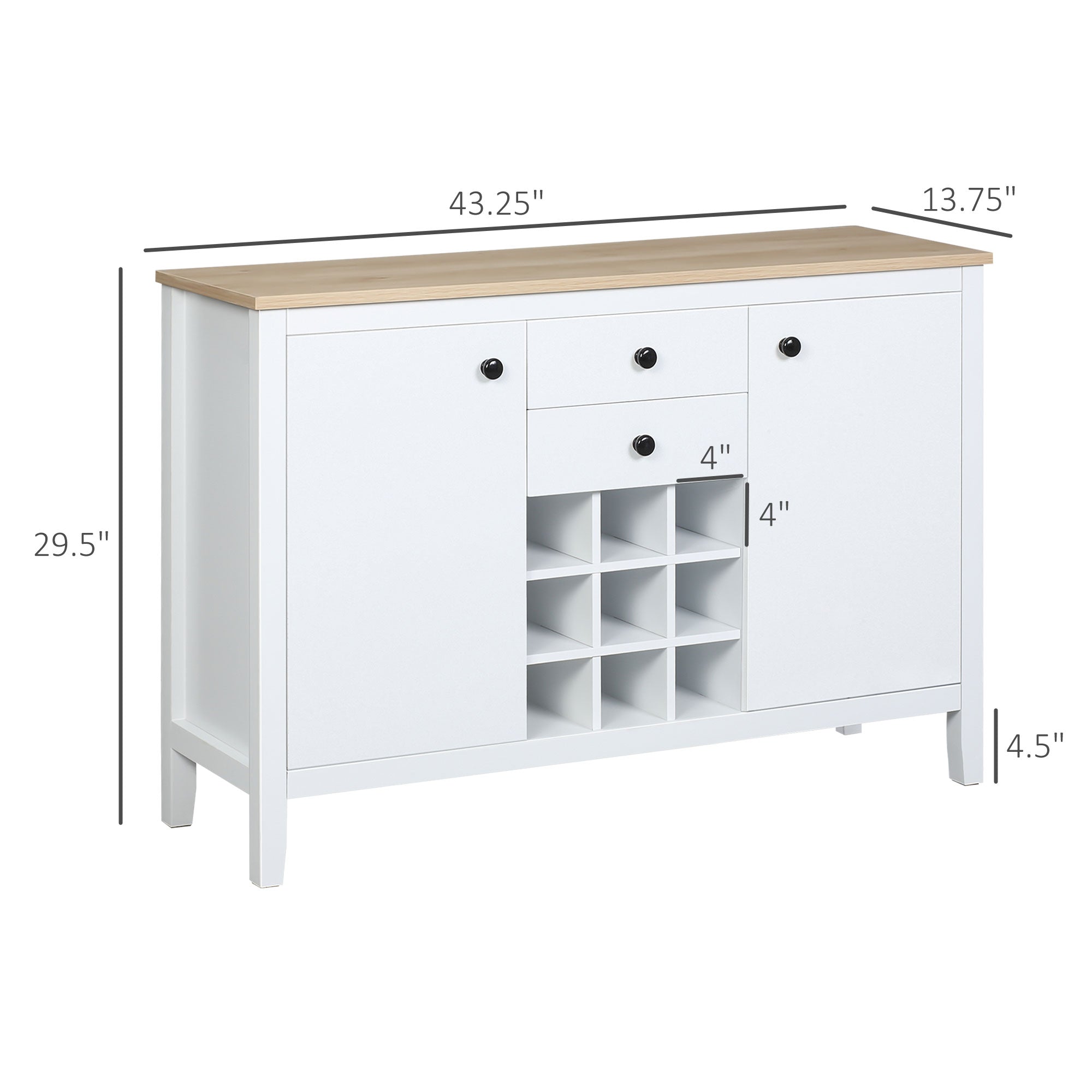 HOMCOM Rustic Buffet Cabinet with Wine Rack: Sideboard with Storage Cabinets, Drawers and Adjustable Shelves for Living Room 