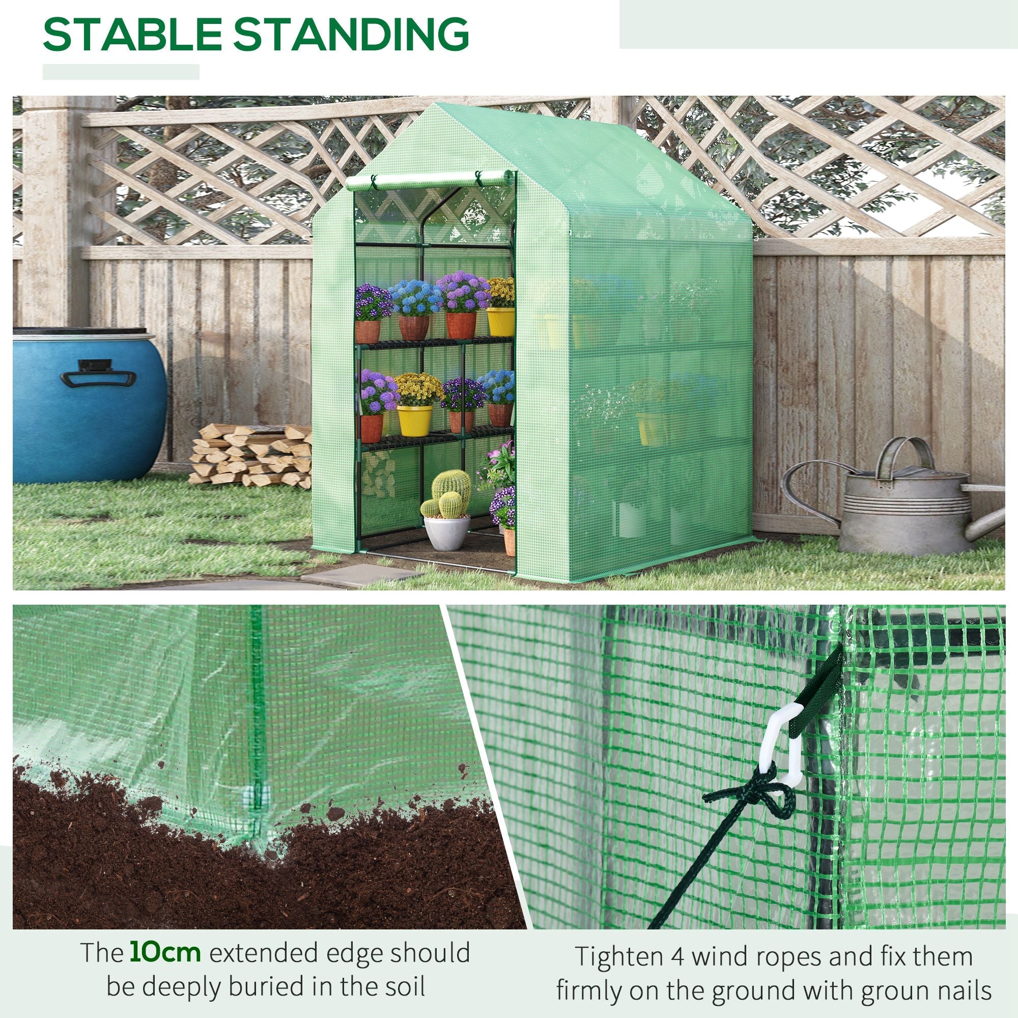 Outsunny Walk-in Grow Sanctuary: 56" x 54" x 74"Portable Outdoor Botanical Warm Abode with 8 Shelves Clear Cover 