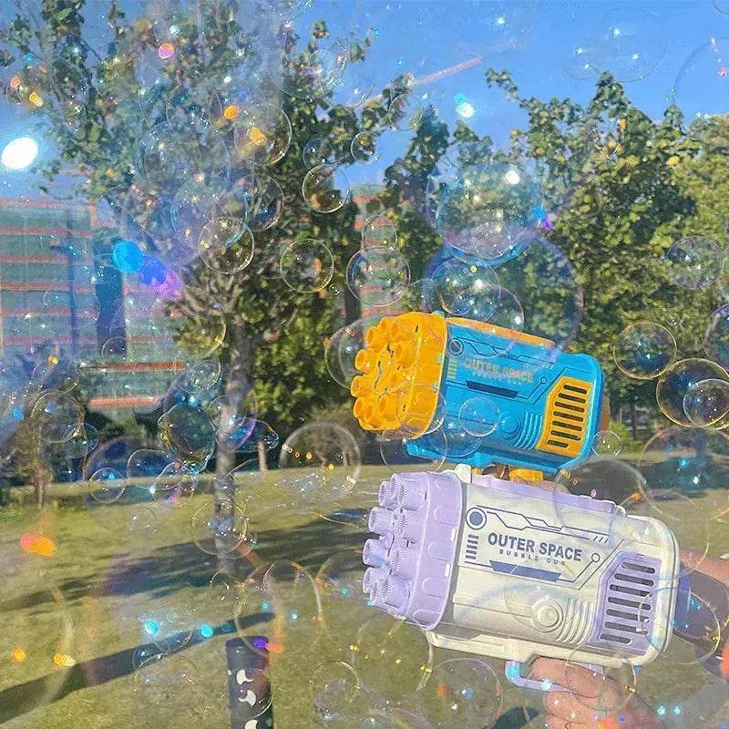 Bubble Gun Rocket 69 Holes Soap Blower With Light 