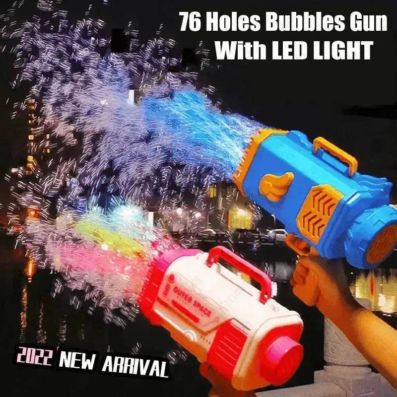 Bubble Gun Rocket 69 Holes Soap Blower With Light 