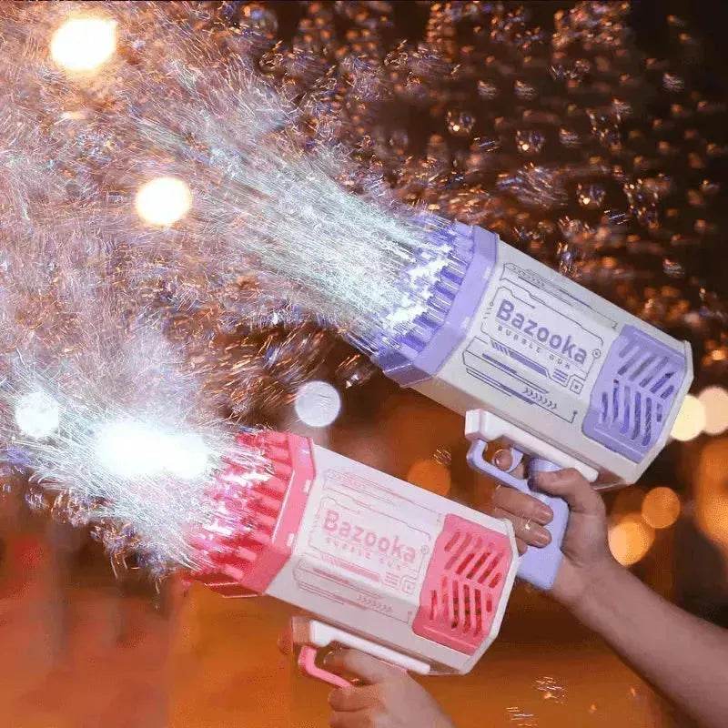 Bubble Gun Rocket 69 Holes Soap Blower With Light 