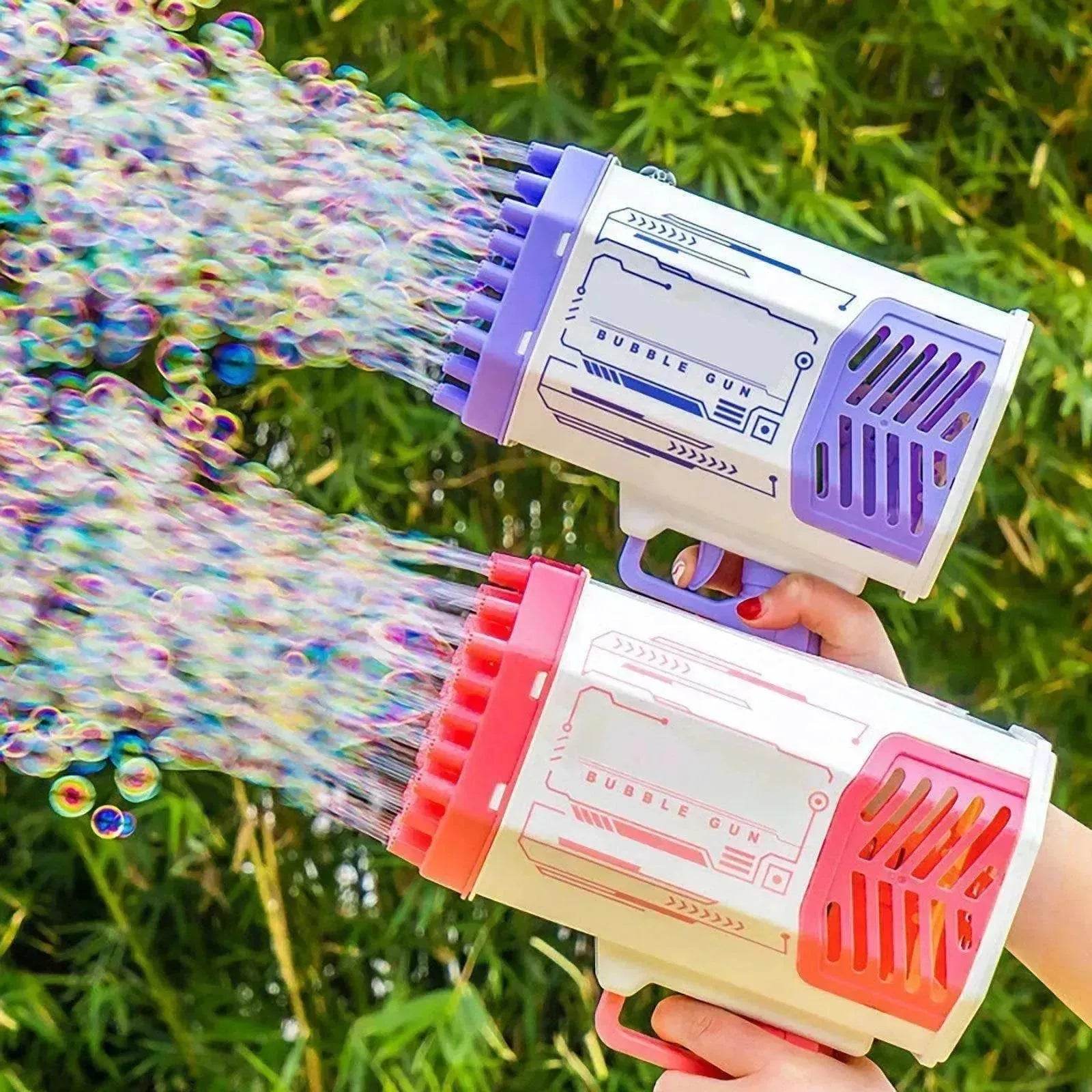 Bubble Gun Rocket 69 Holes Soap Blower With Light 