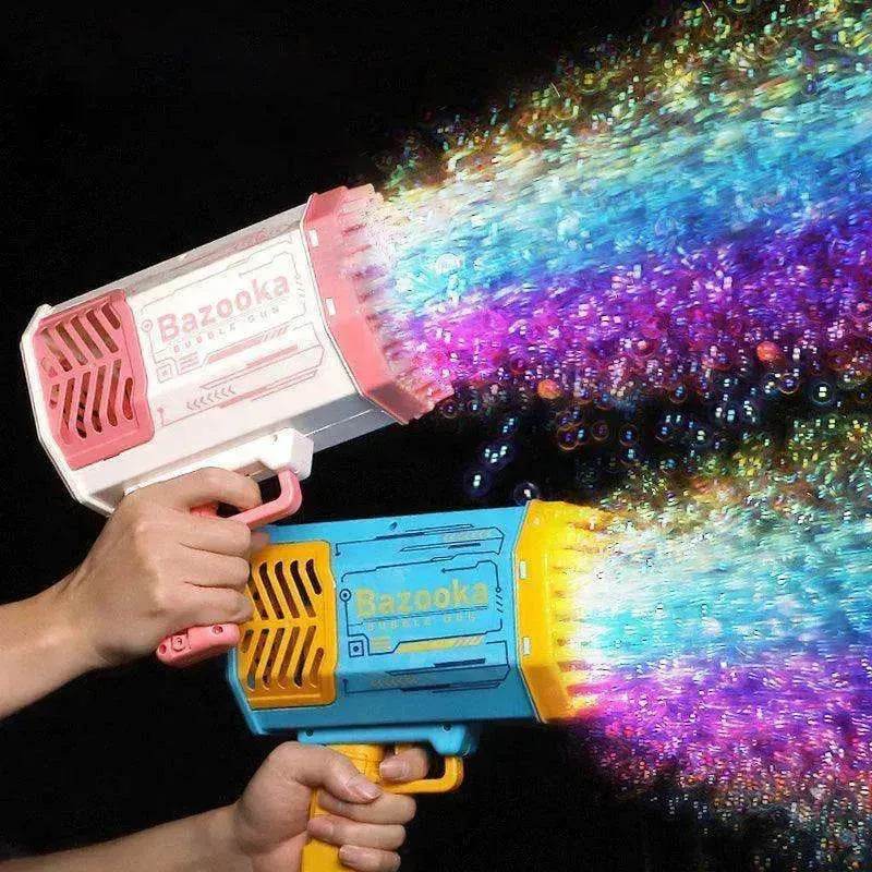 Bubble Gun Rocket 69 Holes Soap Blower With Light 