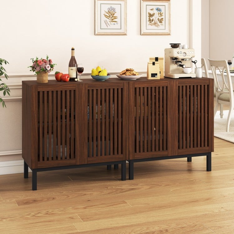 Buffet Cabinet with Storage 32" Wooden Sideboard Coffee Bar Station-Walnut