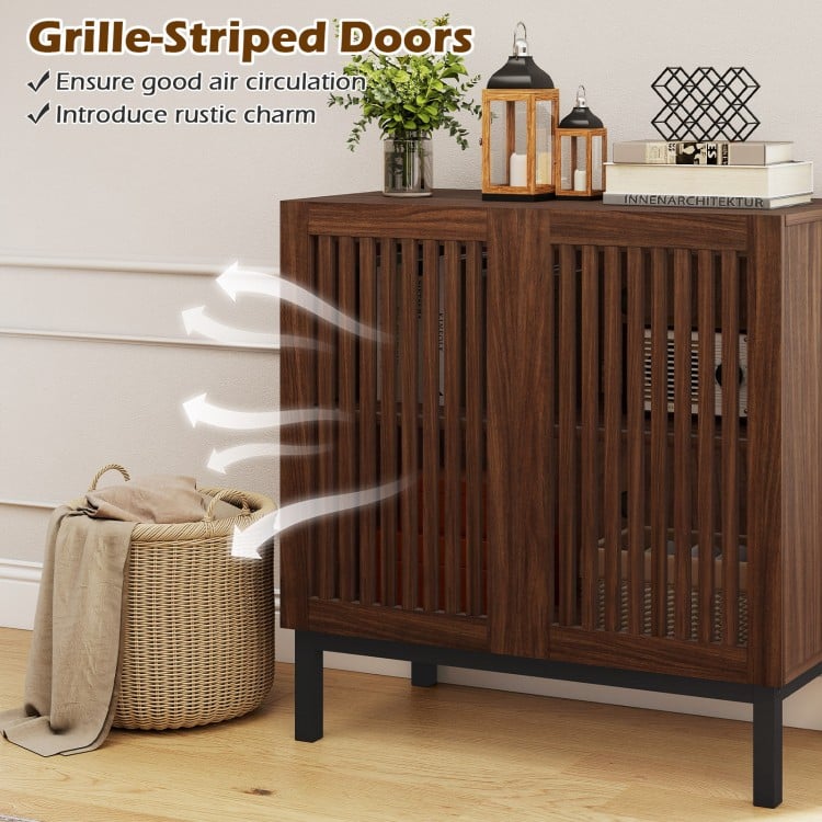 Buffet Cabinet with Storage 32" Wooden Sideboard Coffee Bar Station-Walnut