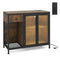 Buffet Sideboard with Doors Power Outlets and LED Light-Rustic Brown