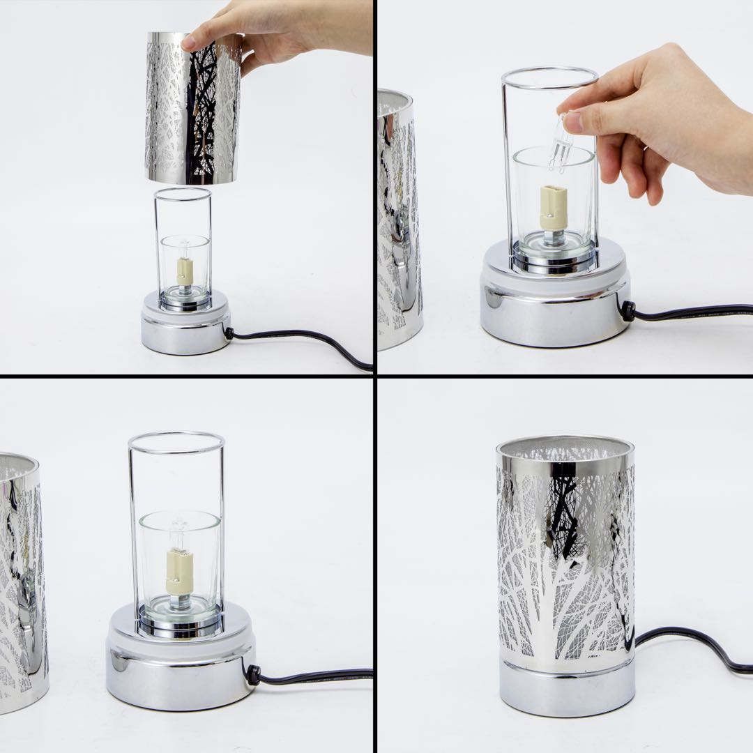 7" touch lamp-Fragrance Wax Melts Warmer -Electric Candle Essential Oil Burner-Metal Table Decor -Silver Moose