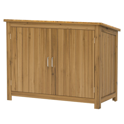 Outsunny Wooden Garden Shed, Compact Outdoor Storage Cabinet with 2 Shelves and 2 Doors for Patio, Deck, Lawn, 43" x 20" x 34" 