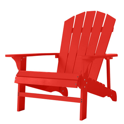 Outsunny Wood Adirondack Chair, Outdoor Patio Muskoka Chair with Slatted Design for Deck, Garden, Backyard, Fire Pit, Red 