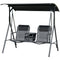Outsunny 2 Person Covered Porch Swing Patio Swing with Pivot Storage Table, Cup Holder, & Adjustable Overhead Canopy, Black