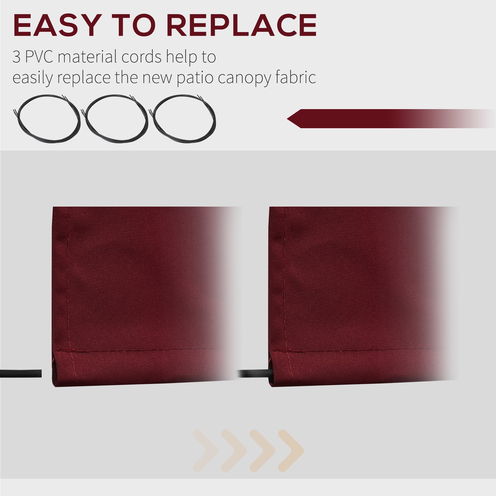 Outsunny Outdoor Sunscreen Cover: 9'x8' Retractable Fabric Replacement with UV Blocking, Wine Red 