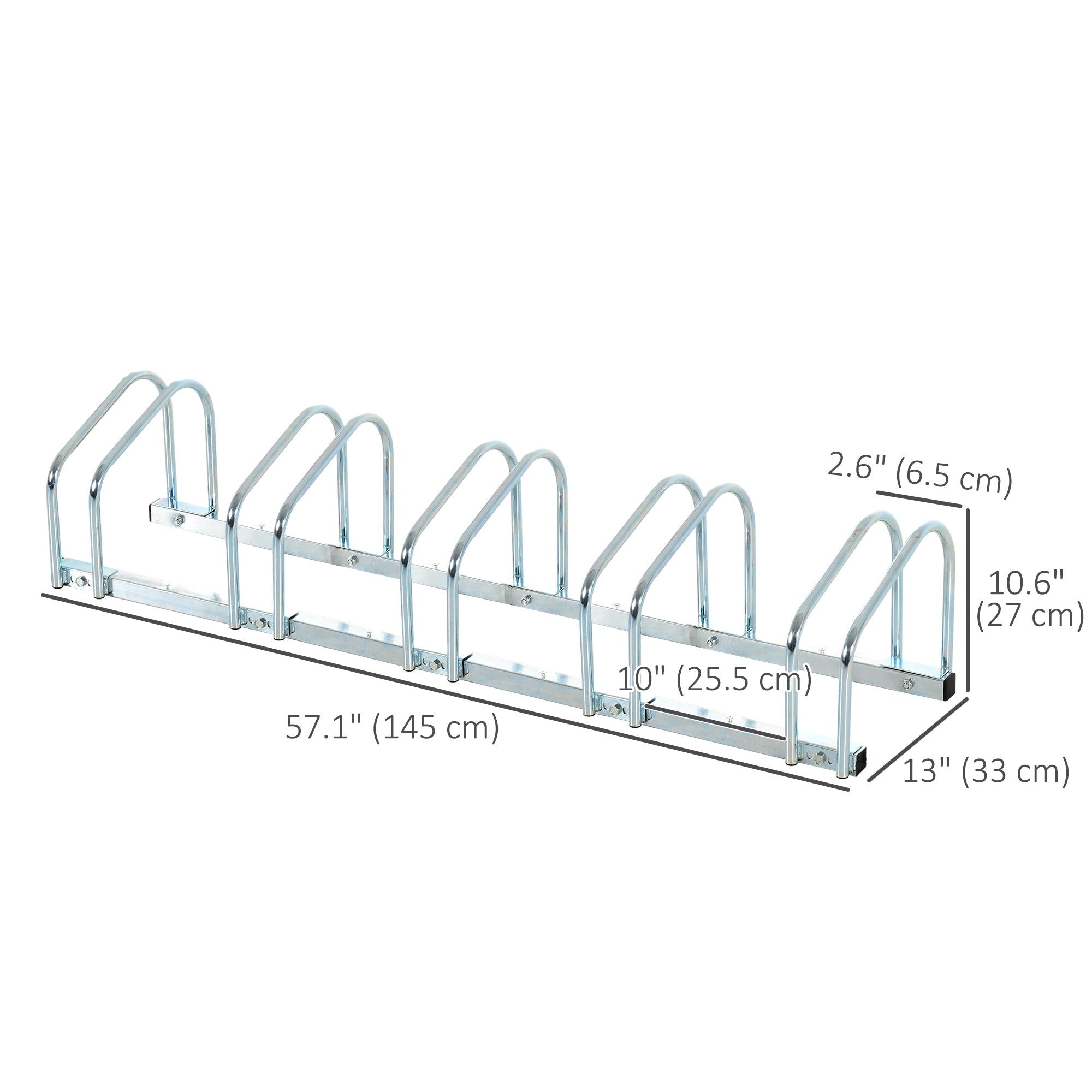Soozier Cycle Park Deluxe Rack: 5-Bike Floor Parking Rack, Bicycle Storage Stand for Garage Organizer Silver 