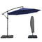 9.6ft Offset Patio Umbrella Garden Hanging Parasol Banana Cantilever Umbrella with Base, Crank, Navy Blue
