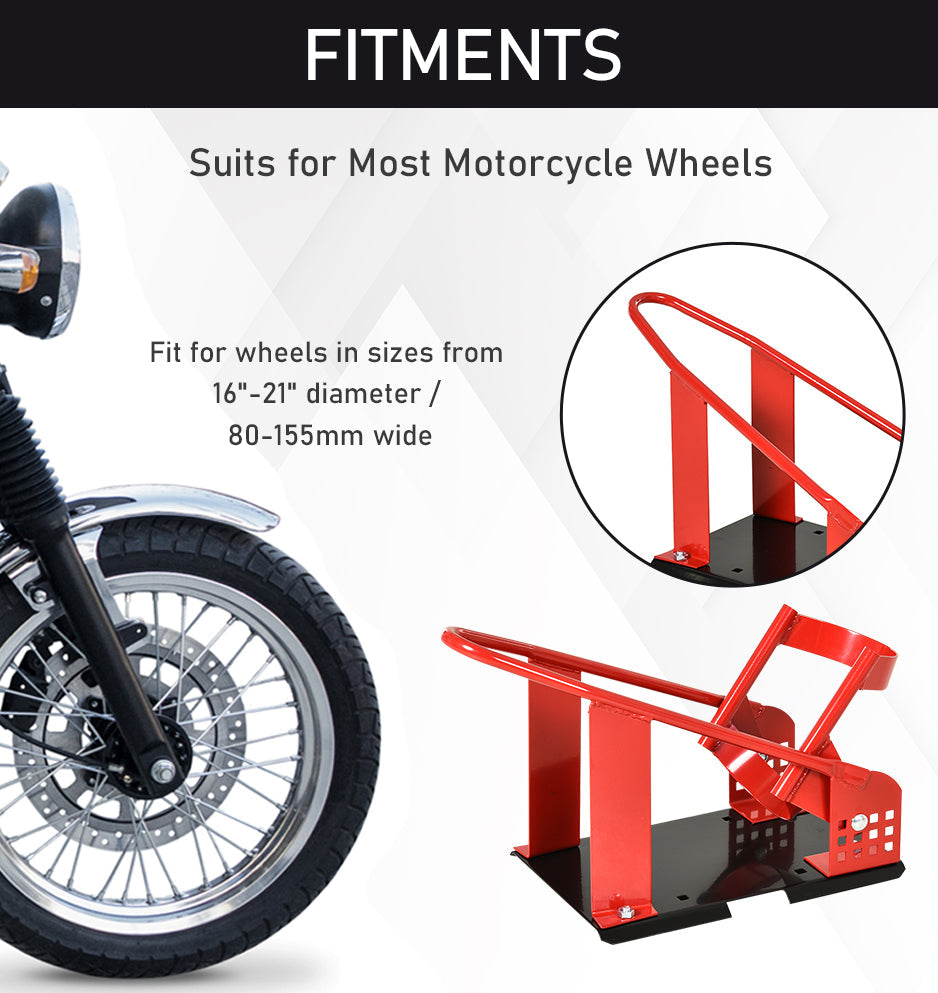 HOMCOM Motorcycle Wheel Chock with 12 Adjustable Pre-Drilled Holes, 990 lbs Capacity, Red 