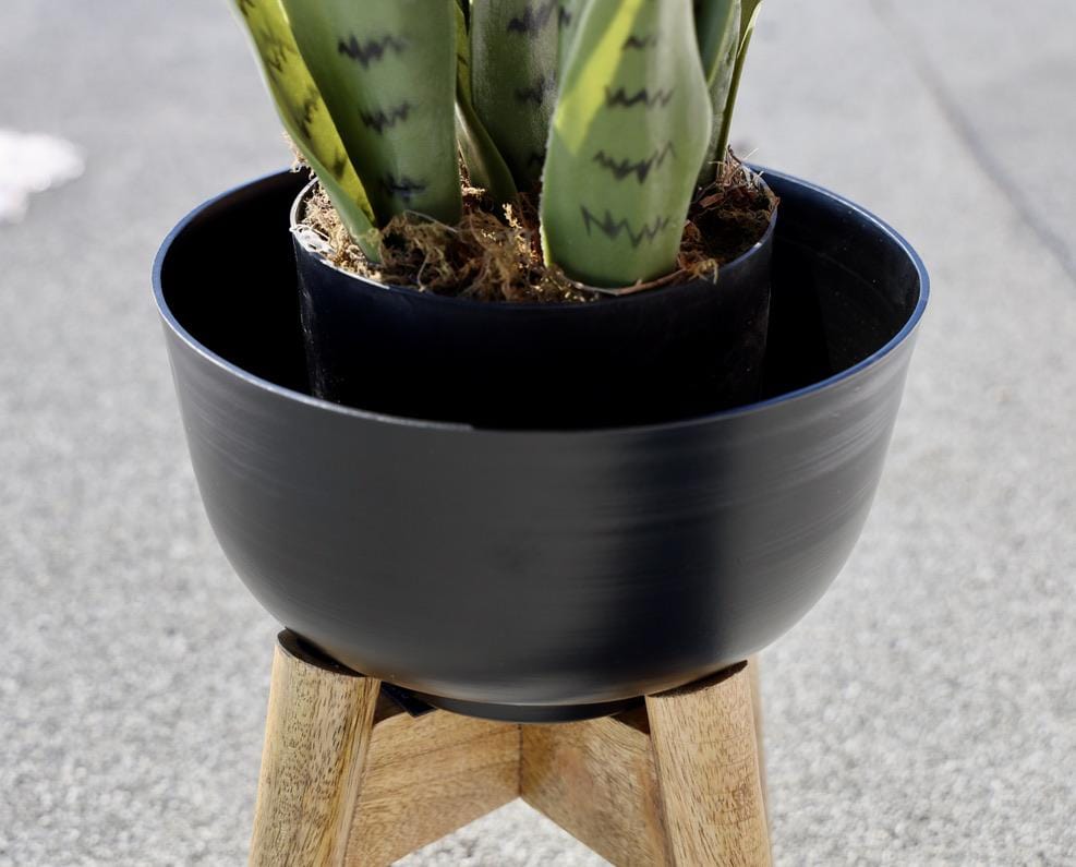 Coyo - Brass Turned Wood Leg Planter Black (Multiple Sizes) 