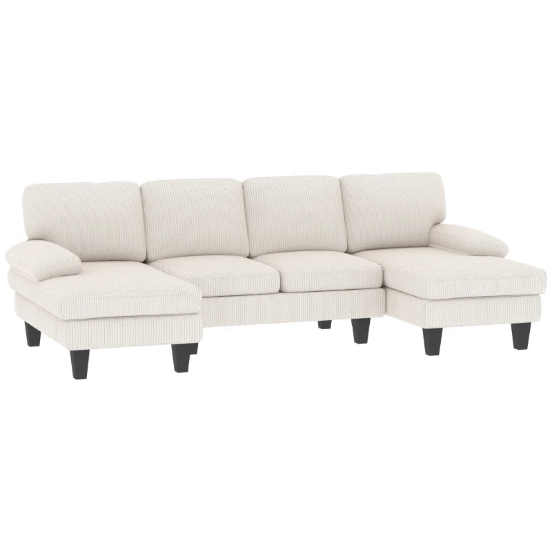 Sectional Sofa, U Shaped Couch with Double Chaise, Pillow-top Armrests and Spring Cushions, 2200lb Capacity, Beige