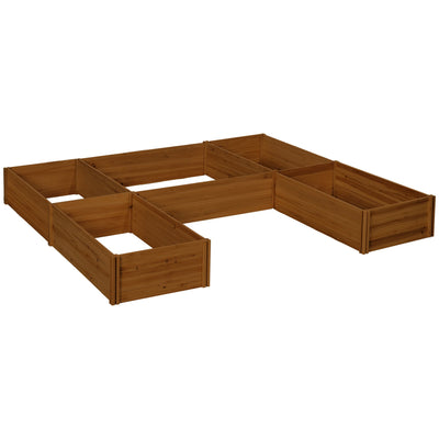 Outsunny DIY 5-box Garden Planter with Open Bottom for Outdoor Plants, Vegetables, Flowers, Herbs, Brown 